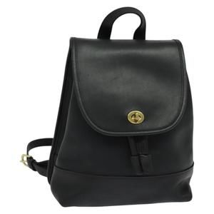 Coach Backpack Leather Black Gold Auth 132125